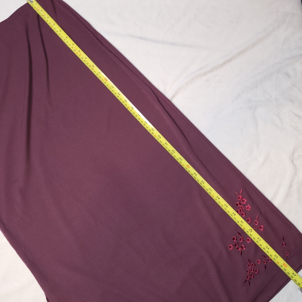 Vintage Y2K Straight Maxi Skirt Embroidered Cherry‎ Blossoms Women's Size Medium - Picture 3 of 7